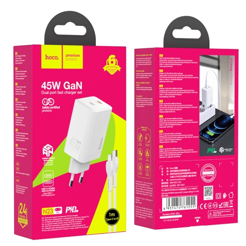 Купити Мережевий Зарядний Пристрій Hoco N23 GAN Starlight PD45W Type-C to Lightning, 3