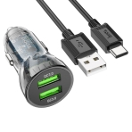 Купити Автомобільний Зарядний Пристрій Hoco Z47 Transparent QC3.0 18W Type C, 4