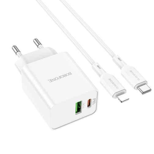 Купити Мережевий Зарядний Пристрій Borofone BA69A Resource PD20W+QC3.0 Type-C to Lightning, 2