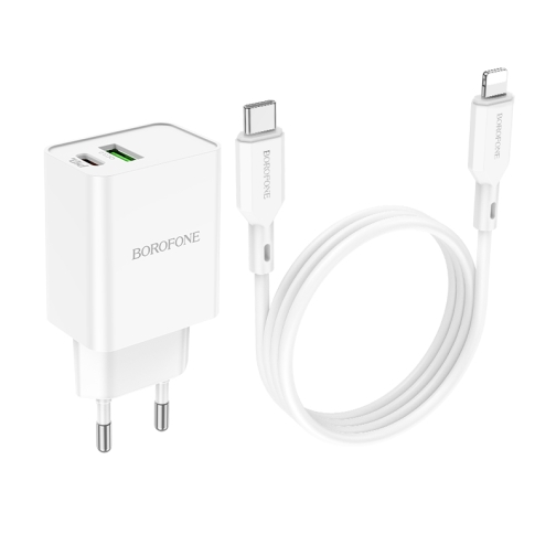 Купити Мережевий Зарядний Пристрій Borofone BA69A Resource PD20W+QC3.0 Type-C to Lightning, 4