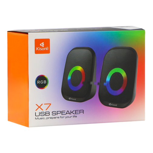 Комп'ютерні колонки Kisonli X7 RGB colorful light превью 5