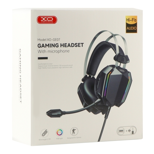 Купить Игровые Наушники XO-GE-07 Static RGB Long mic USB+Dual 3.5mm, 4