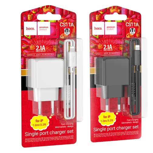 Мережевий Зарядний Пристрій Hoco CS11A 1USB 2.1A+USB to Lightning превью 8