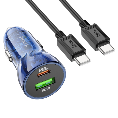 Купить Авто Зарядное Устройство Hoco Z47A Transparent PD30W+QC3.0 Type-C to Type-C, 3