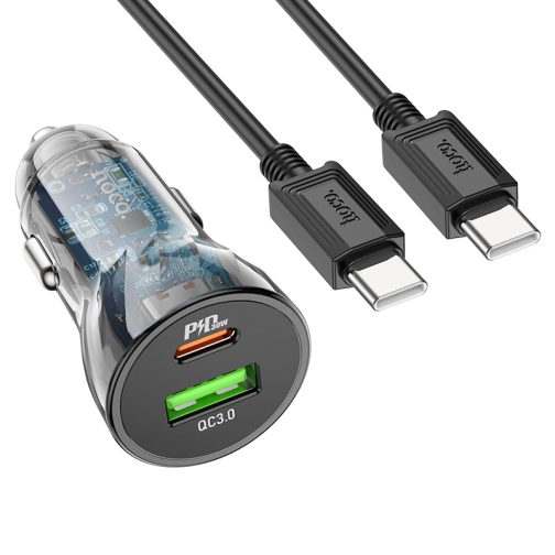 Купить Авто Зарядное Устройство Hoco Z47A Transparent PD30W+QC3.0 Type-C to Type-C, 4