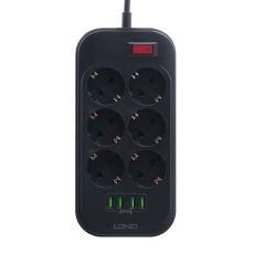 Купити Мережевий Подовжувач LDNIO SE6403 4USB / 6 Socket