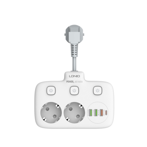 Купити Мережевий Подовжувач LDNIO SE2435 3USB-A / 1USB-C / 2-Sockets QC/PD20W, 2