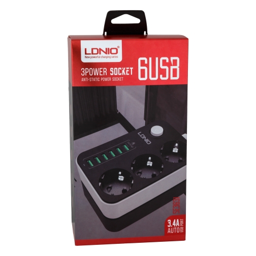 Купити Мережевий Подовжувач LDNIO SE3631 6USB 3.4A / 3 Socket