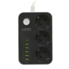 Купити Мережевий Подовжувач LDNIO SE3631 6USB 3.4A / 3 Socket