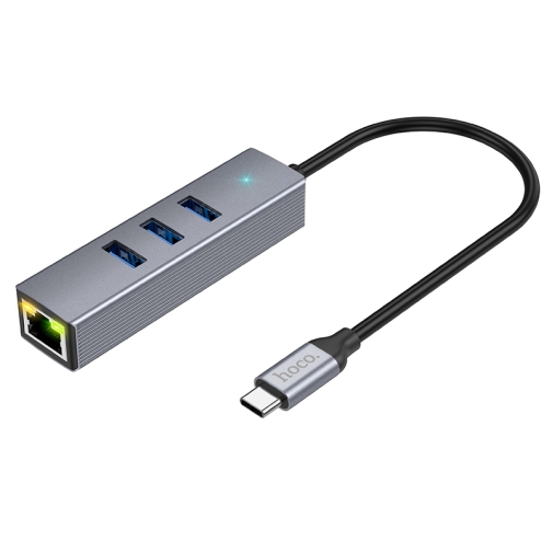Купить USB Hoco HB34 Easy link Gigabit Ethernet adapter(Type C to USB3.0*3+RJ45), 2