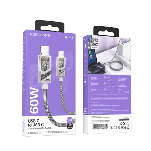 Купить USB Borofone BU42 Octavia 60W Type-C to Type-C 1.2m, 2