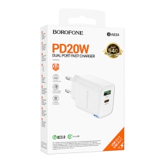 Купити Мережевий Зарядний Пристрій Borofone BA83A 1USB-C/1USB PD/QC 20W Купити Мережевий Зарядний Пристрій Borofone BA83A 1USB-C/1USB PD/QC 20W