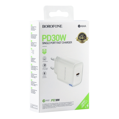 Мережевий Зарядний Пристрій Borofone BA84A 1USB-C PD/QC 30W превью 2