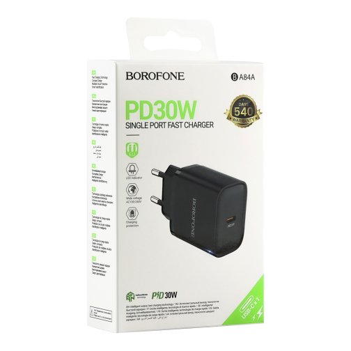 Мережевий Зарядний Пристрій Borofone BA84A 1USB-C PD/QC 30W превью 3