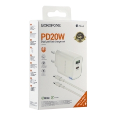 Купити Мережевий Зарядний Пристрій Borofone BA83A 1USB-C/1USB PD/QC 20W+Type-C to Type-C Купити Мережевий Зарядний Пристрій Borofone BA83A 1USB-C/1USB PD/QC 20W+Type-C to Type-C