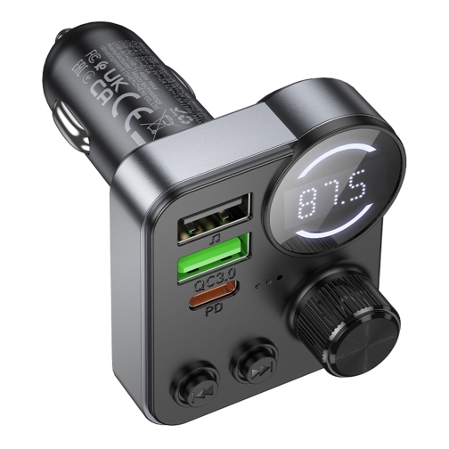 Купити FM-трансмітер Hoco E86 USB-C PD30W+USB-A QC18W/TF/BT5.4 Total 48W, 4