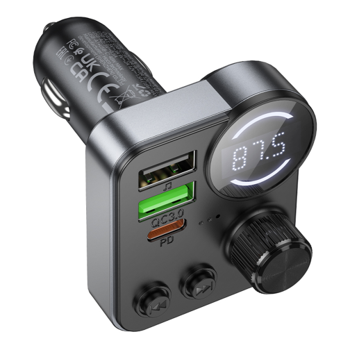 FM-трансмітер Hoco E86 USB-C PD30W+USB-A QC18W/TF/BT5.4 Total 48W превью 4