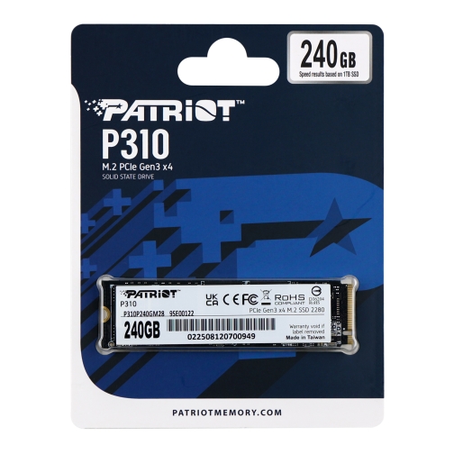 Купити SSD M.2 Диск Patriot P310 240GB NVMe 2280 PCIe 3.0 3D TLC (P310P240GM28)
