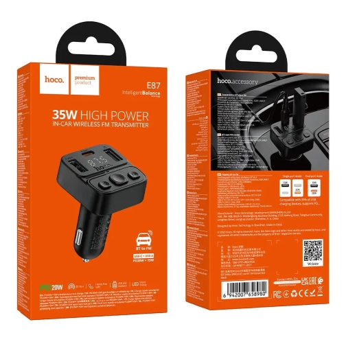 Купити FM-трансмітер Hoco E87 USB-C PD20W+USB 15W Total 35W, 2
