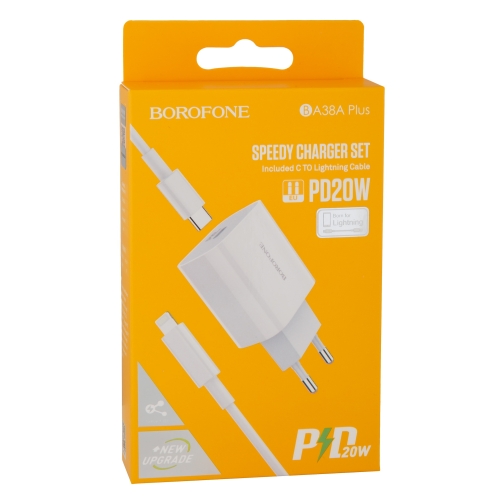 Купить Сетевое Зарядное Устройство Borofone BA38A Plus PD 20W Type-C To Lightning, 5