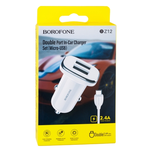 Купити Автомобільний Зарядний Пристрій Borofone BZ12 2.4A Micro 2 USB, 2