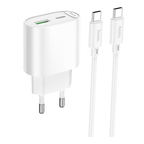 Мережевий Зарядний Пристрій Hoco C109A 1USB-C/1USB PD/QC 20W+Type-C to Type-C превью 3
