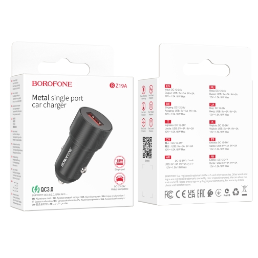 Купити Автомобільний Зарядний Пристрій Borofone BZ19A Wisdom QC3.0 18W