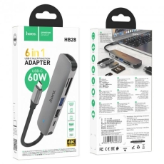 Купити Хаб USB Hoco HB28 Type-C multi-function converter(HDTV+USB3.0+USB2.0+SD+TF+PD)