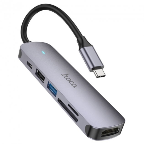 Купити Хаб USB Hoco HB28 Type-C multi-function converter(HDTV+USB3.0+USB2.0+SD+TF+PD), 2
