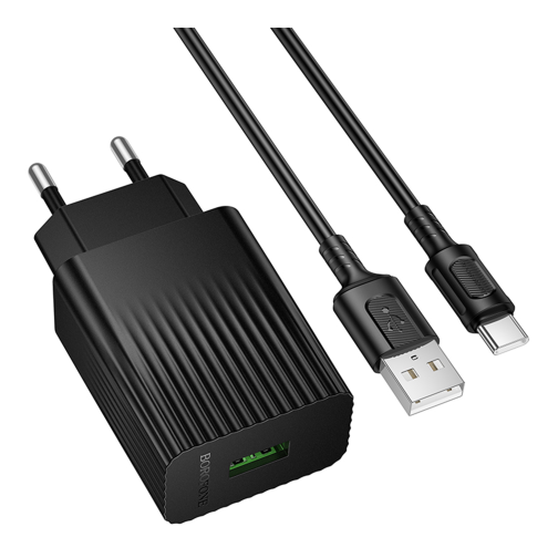 Мережевий Зарядний Пристрій Borofone BAS72A 1USB QC 18W+USB to Type-C превью 5