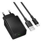Купити Мережевий Зарядний Пристрій Borofone BAS72A 1USB QC 18W+USB to Type-C, 5