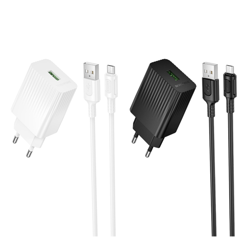 Мережевий Зарядний Пристрій Borofone BAS72A 1USB QC 18W+USB to Micro