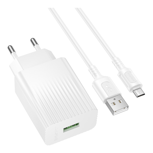 Мережевий Зарядний Пристрій Borofone BAS72A 1USB QC 18W+USB to Micro превью 4