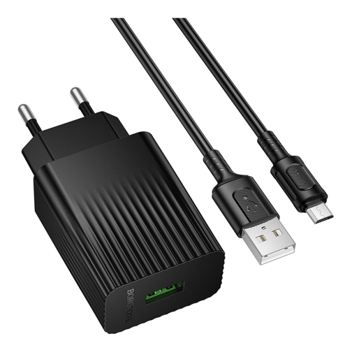 Мережевий Зарядний Пристрій Borofone BAS72A 1USB QC 18W+USB to Micro превью 5