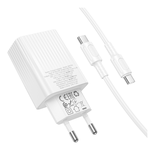 Купити Мережевий Зарядний Пристрій Borofone BAS76A 1USB-C/1USB PD/QC 30W+Type-C to Type-C, 8