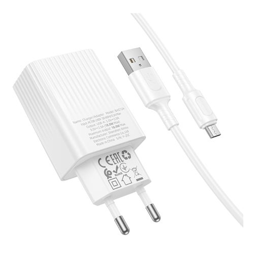 Мережевий Зарядний Пристрій Borofone BAS72A 1USB QC 18W+USB to Micro превью 8