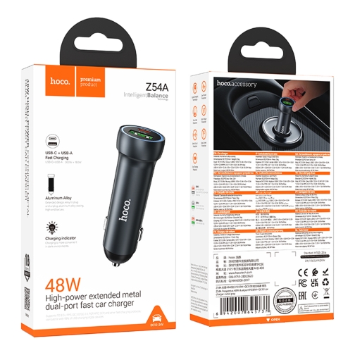 Купити Автомобільний Зарядний Пристрій Hoco Z54A 1USB/1USB-C PD48W/QC3.0, 2