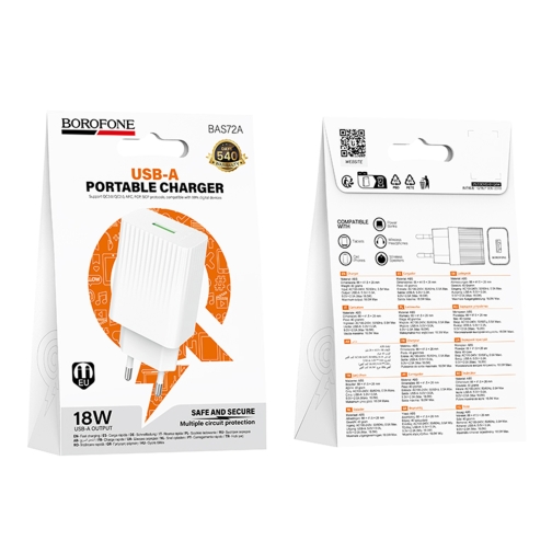 Купити Мережевий Зарядний Пристрій Borofone BAS72A 1USB QC 18W, 2