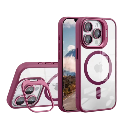 Купить Чехол TPU+PC+Metal Stand Case with MagSafe and Camera Lenses для iPhone 15 Pro Max Мятая упаковка