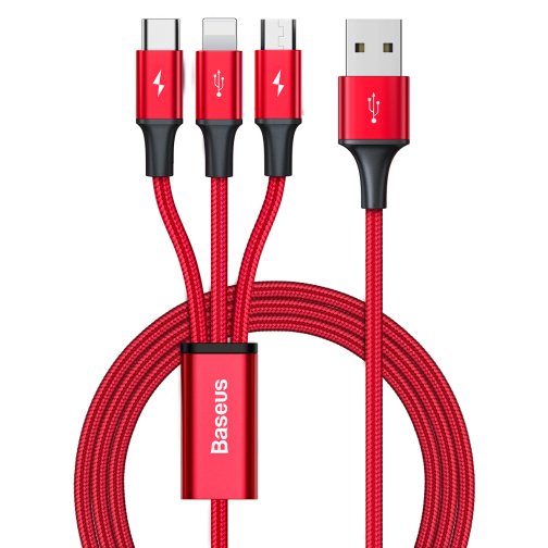Купить USB Baseus Rapid 3-in-1 USB to Micro / Lightning / Type-C 3.5A 1.2m CAJS0000