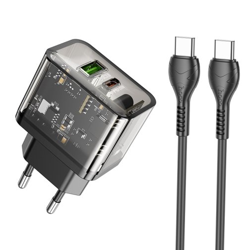 Купить Сетевое Зарядное Устройство Hoco N34 Dazzling PD20W+QC3.0 Type-C to Type-C, 2