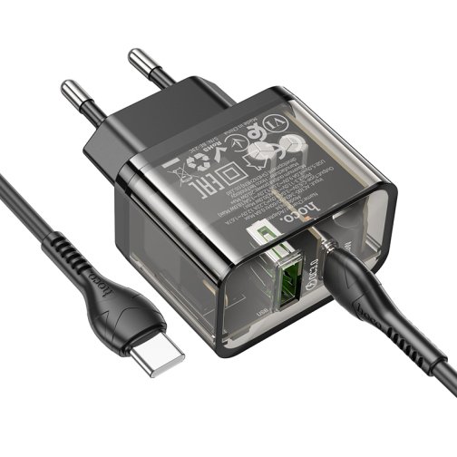 Купить Сетевое Зарядное Устройство Hoco N34 Dazzling PD20W+QC3.0 Type-C to Type-C, 3