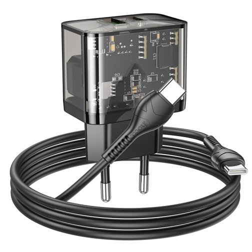 Купить Сетевое Зарядное Устройство Hoco N34 Dazzling PD20W+QC3.0 Type-C to Type-C, 7