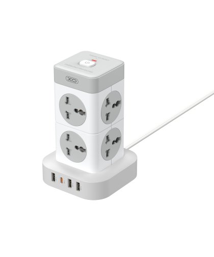 Купить Сетевой Удлинитель XO WL21 Tower Shaped 8AC socket+3USB-A+1USB-C 2m Мят.упак., 2