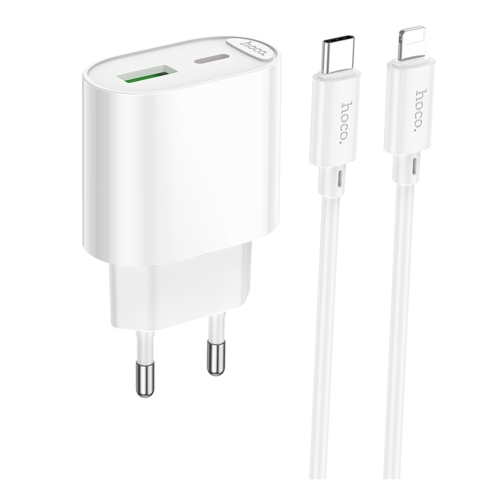 Купить Сетевое Зарядное Устройство Hoco C109A 1USB-C/1USB PD/QC 20W+Type-C to Lightning