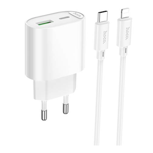 Мережевий Зарядний Пристрій Hoco C109A 1USB-C/1USB PD/QC 20W+Type-C to Lightning