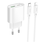 Купить Сетевое Зарядное Устройство Hoco C109A 1USB-C/1USB PD/QC 20W+Type-C to Lightning