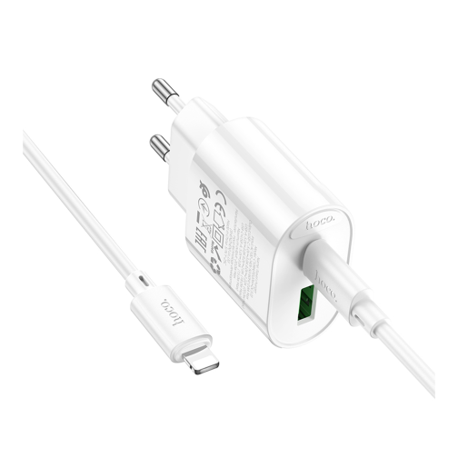 Мережевий Зарядний Пристрій Hoco C109A 1USB-C/1USB PD/QC 20W+Type-C to Lightning превью 4