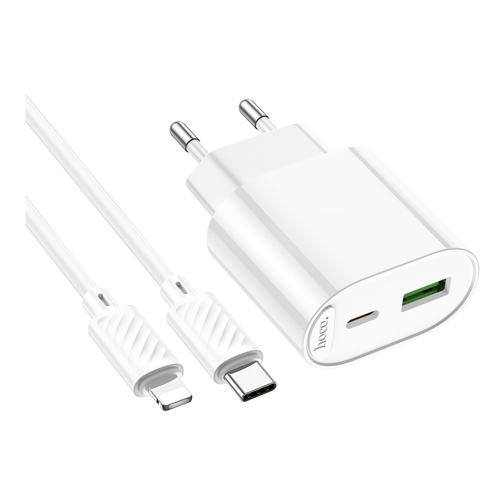 Купить Сетевое Зарядное Устройство Hoco C109A 1USB-C/1USB PD/QC 20W+Type-C to Lightning, 5