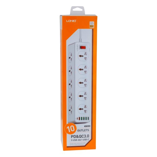 Купити Мережевий Подовжувач LDNIO SC10610 (10 ports / 1PD / 1QC3.0 / 4 USB / 2m)